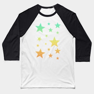 Teal Yellow Ombre Faux Glitter Stars Baseball T-Shirt